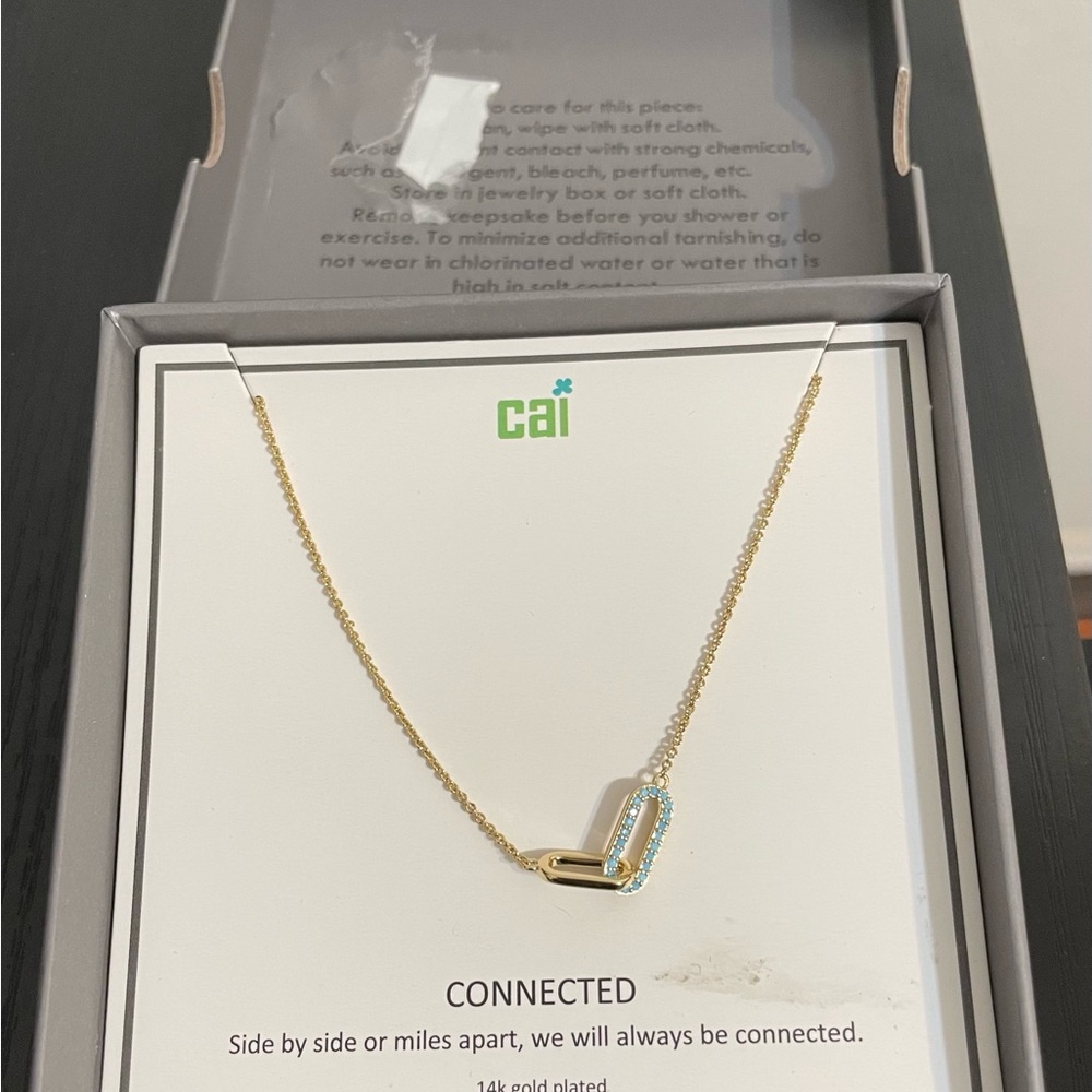 Gold and Blue Modern Necklace with Smartphone Pendant